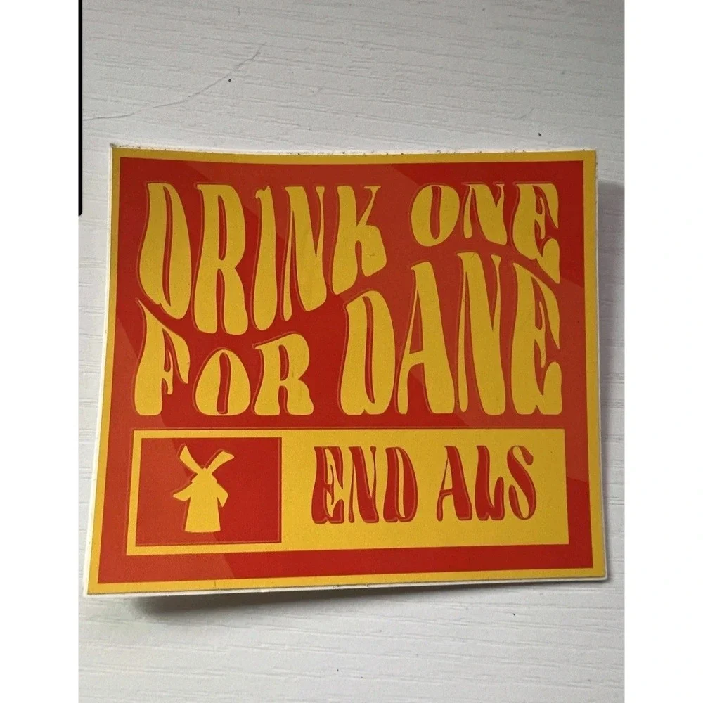 FREE‎ SHIP Dutch Bros Sticker May 2021 Drink One for Dane End ALS Orange Yellow